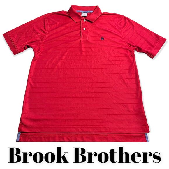 MEN BROOKS BROTHERS 1818 PERFORMANCE POLO SHIRT ORIGINAL FIT M Red ⛳️ Golf - Picture 2 of 8